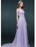 Lilac Chiffon Keyhole Back Long Evening Dress